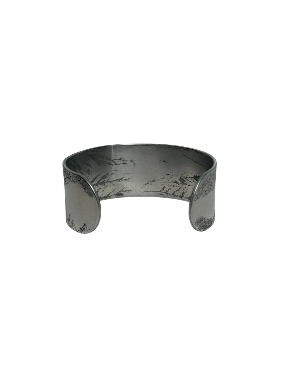 Handmade stamped Alaskan ocean scene adjustable wide Cuff Bracelet